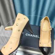 Chanel patent crystal - embellished round toe high heels in beige 6.5cm - 4