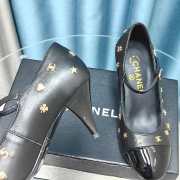 Chanel patent crystal - embellished round toe high heels in black 6.5cm - 2