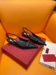 Valentino Vlogo slingback flat pointed toe shoes in full black - 2