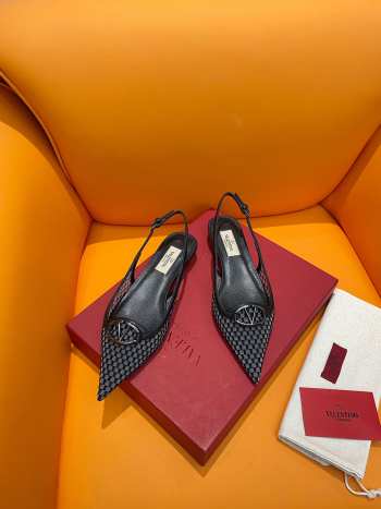 Valentino Vlogo slingback flat pointed toe shoes in black