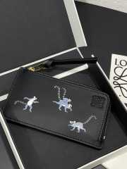 Loewe Card Holder 'Suna Fujita Lemurs' Black 7.5x13x1cm - 2