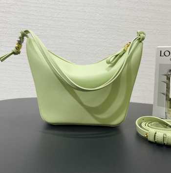 Loewe mini Hammock hobo bag in classic calfskin in light green 28x17x9.5cm