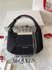 Alexander McQueen Jewelled Hobo Bag in Denim 12x20x8cm - 6