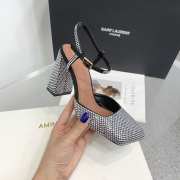 Amina Muaddi Charlotte Crystal Pump Black Satin And White Crystals 9.5cm - 5