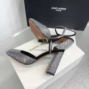 Amina Muaddi Charlotte Crystal Pump Black Satin And White Crystals 9.5cm - 4