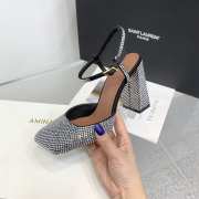 Amina Muaddi Charlotte Crystal Pump Black Satin And White Crystals 9.5cm - 2