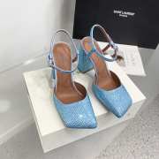 Amina Muaddi Charlotte Crystal Pump Frosty Blue Satin And Light Sapphire Satin 9.5cm - 1