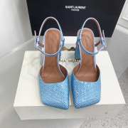 Amina Muaddi Charlotte Crystal Pump Frosty Blue Satin And Light Sapphire Satin 9.5cm - 4