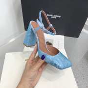 Amina Muaddi Charlotte Crystal Pump Frosty Blue Satin And Light Sapphire Satin 9.5cm - 6