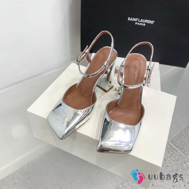 Amina Muaddi Charlotte Pump Silver Mirror 9.5cm - 1