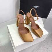 Amina Muaddi Charlotte Pump Latte Satin 9.5cm - 1