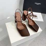 Amina Muaddi Charlotte Pump Brown Satin 9.5cm - 1