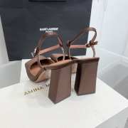 Amina Muaddi Charlotte Pump Brown Satin 9.5cm - 6