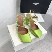 Amina Muaddi Charlotte Pump Green Satin 9.5cm - 1