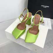 Amina Muaddi Charlotte Pump Green Satin 9.5cm - 3