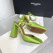 Amina Muaddi Charlotte Pump Green Satin 9.5cm - 6