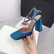 Amina Muaddi Charlotte Pump Blue Satin 9.5cm - 5