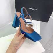 Amina Muaddi Charlotte Pump Blue Satin 9.5cm - 2