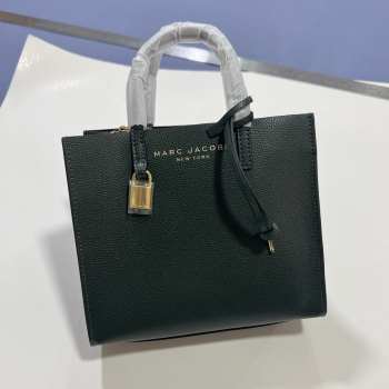 Marc Jacobs Grind Leather Tote Bag In Dark Green 23x20x10cm