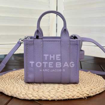 Marc jacobs mini tote leather tote bag in purple 18cm