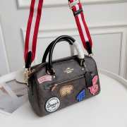 Coach Rowan Satchel Bag In Signature Canvas With Ski Patches 26x18x13cm - 3