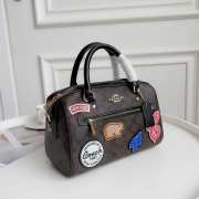 Coach Rowan Satchel Bag In Signature Canvas With Ski Patches 26x18x13cm - 4