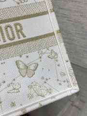 Dior Book Tote Gold Tone and White Butterfly Zodiac Embroidery 36x27.5x16.5cm - 3