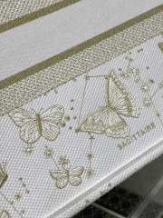 Dior Book Tote Gold Tone and White Butterfly Zodiac Embroidery 36x27.5x16.5cm - 2