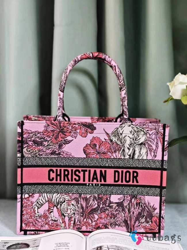 Dior Book Tote Pink Multicolor Toile de Jouy Voyage Embroidery 36x24x16cm - 1