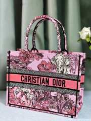 Dior Book Tote Pink Multicolor Toile de Jouy Voyage Embroidery 36x24x16cm - 5