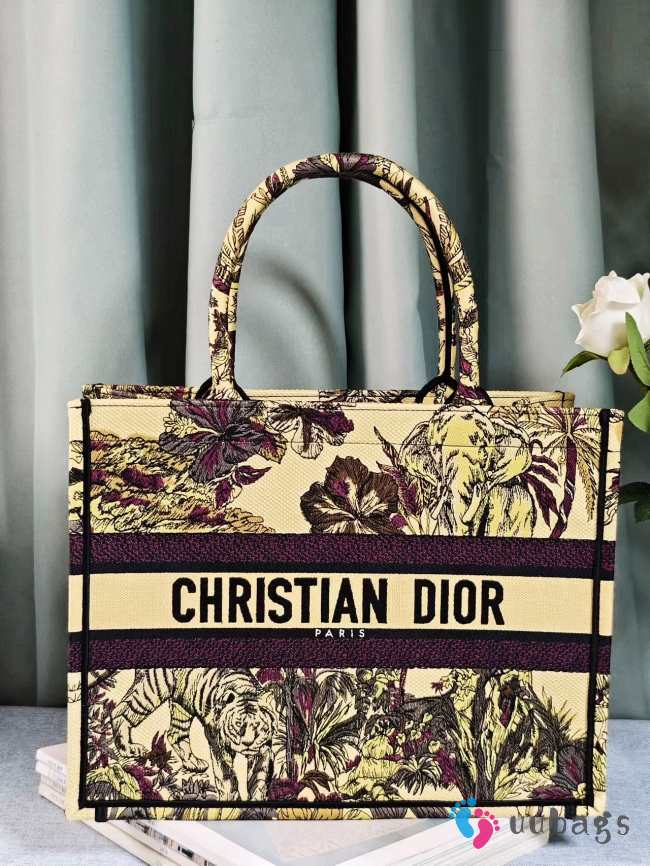 Dior Book Tote Yellow Multicolor Toile de Jouy Voyage Embroidery 36x24x16cm - 1