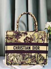 Dior Book Tote Yellow Multicolor Toile de Jouy Voyage Embroidery 36x24x16cm - 1