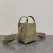 Loro Piana Micro Bale Bag Calfskin In Light Grey 16x23x14cm - 6