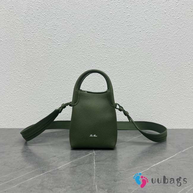 Loro Piana Micro Bale Bag Calfskin In Dark Green 16x23x14cm - 1