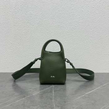 Loro Piana Micro Bale Bag Calfskin In Dark Green 16x23x14cm