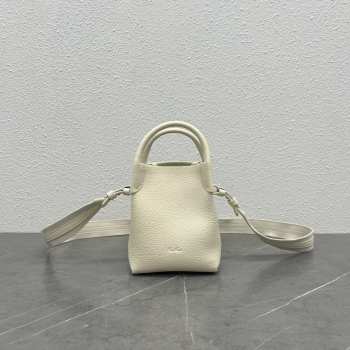 Loro Piana Micro Bale Bag Calfskin In White 16x23x14cm