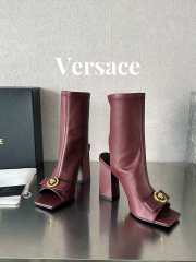 Versace leather open-toe boots in red 10cm - 5