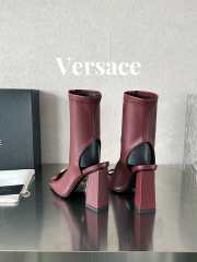 Versace leather open-toe boots in red 10cm - 6