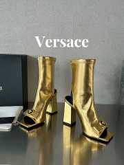 Versace leather open-toe boots in gold 10cm - 6