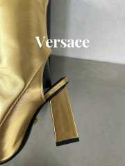 Versace leather open-toe boots in gold 10cm - 2