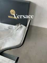 Versace leather open-toe boots in silver 10cm - 5