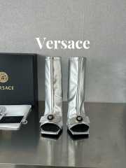 Versace leather open-toe boots in silver 10cm - 6