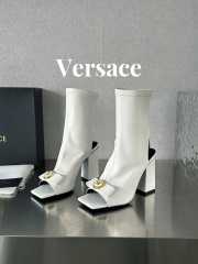 Versace leather open-toe boots in white 10cm - 1