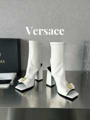 Versace leather open-toe boots in white 10cm - 5