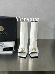 Versace leather open-toe boots in white 10cm - 2