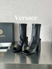 Versace leather open-toe boots in black 10cm - 1