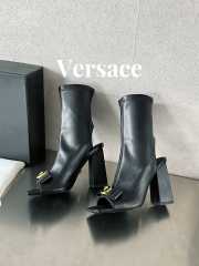 Versace leather open-toe boots in black 10cm - 6