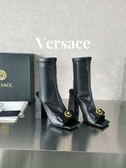 Versace leather open-toe boots in black 10cm - 2