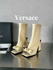 Versace leather open-toe boots in beige 10cm - 1