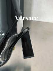 Versace patent leather open-toe boots in black 10cm - 5